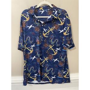 Hreski Mens Size XL Performance Golf Polo Dragons, Boats, Seagulls Nautical